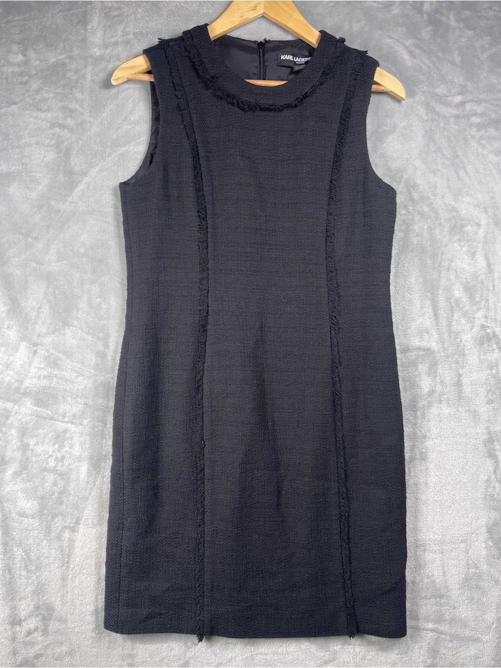 Karl Lagerfeld Black Sleeveless Textured Shift Dress